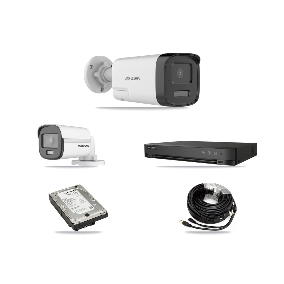 Hikvision 4-Channel 5MP CCTV Kit — 1 DS-2CE12KF0T + 3 DS-2CE17K0T Bullet Cameras + 5TB Recording (IDS-7204HQHI Recorder) - Image 1
