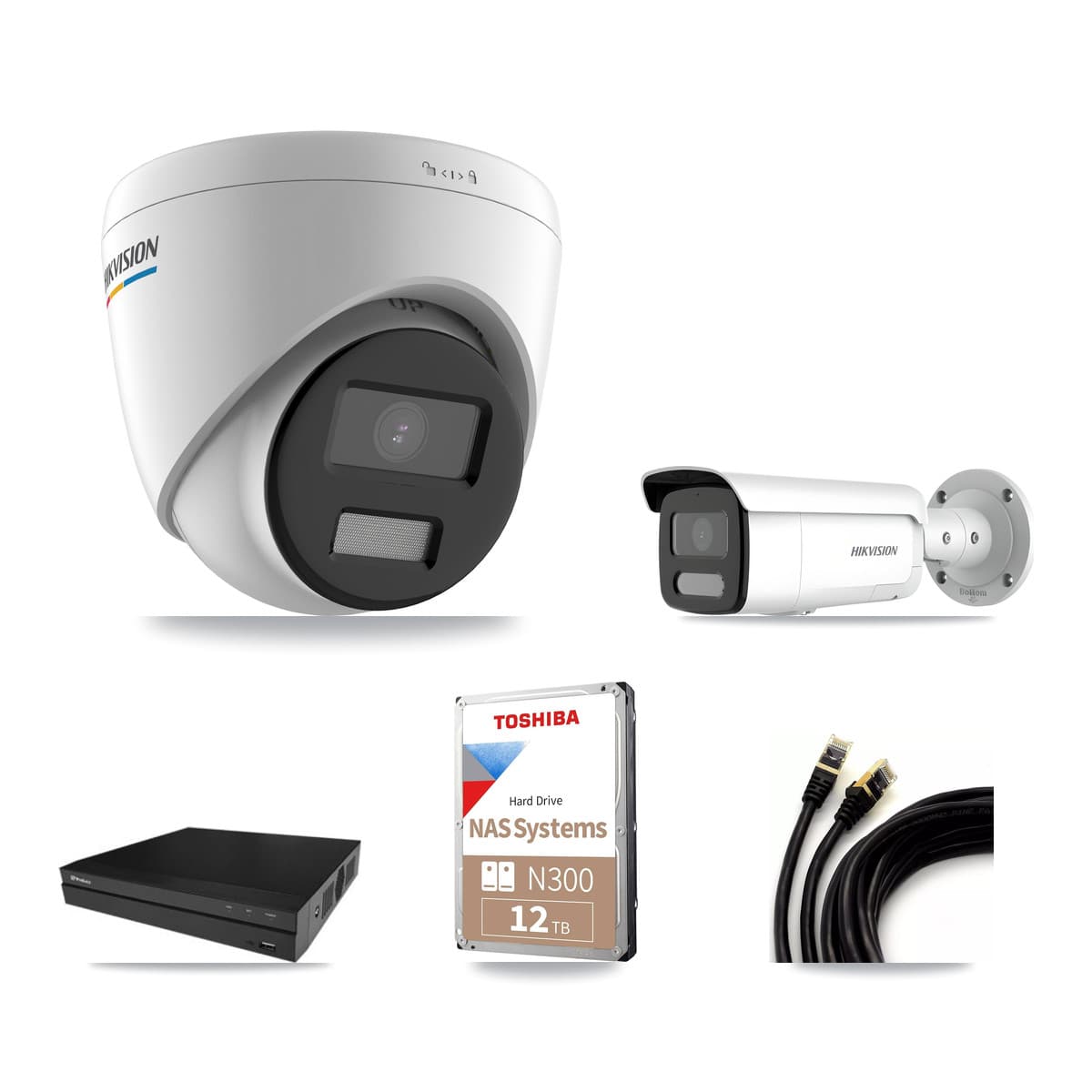 Hikvision & Prolux 16-Channel 2MP – 4MP CCTV Kit — 6 2MP Turret + 6 4MP Bullet Cameras + 12TB Recording