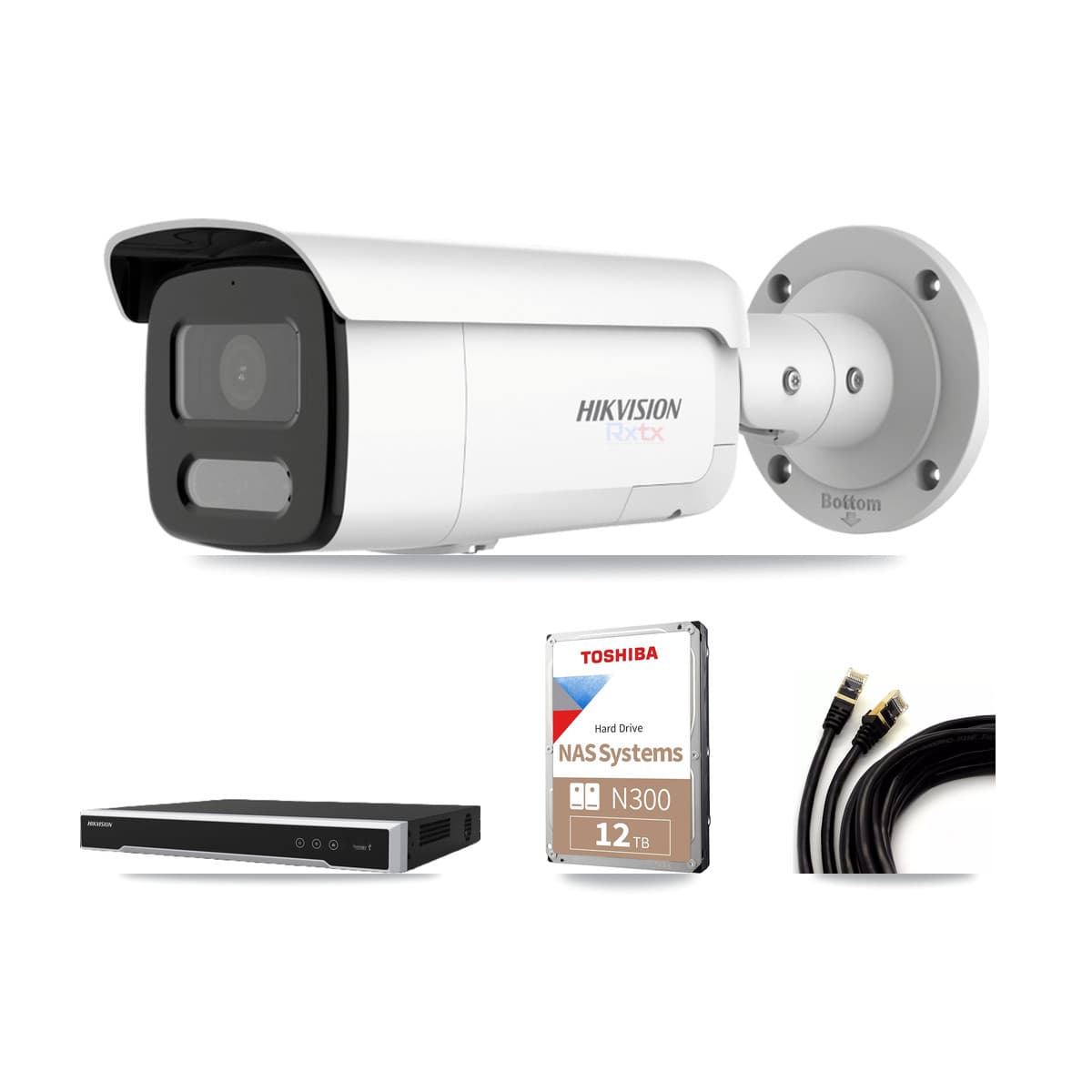 Hikvision 8-Channel 4K CCTV Kit — 4 White Bullet Cameras + 12TB Recording