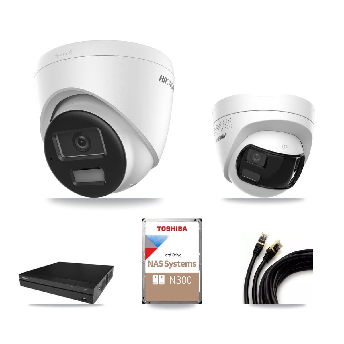 Hikvision & Prolux 16-Channel 4K CCTV Kit — 5 DS-2CD1383G2 + 2 DS-2CD1383G2P Turret Cameras + 18TB Recording - Image 1