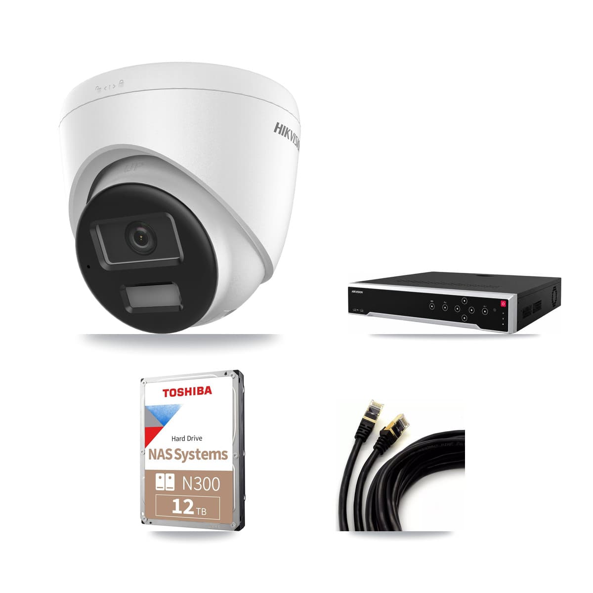 Hikvision 32-Channel 4K CCTV Kit — 10 DS-2CD1383G2-LIU Turret Cameras + 2× 12TB Recording (DS-7732NI-M4/24P Recorder) - Image 1