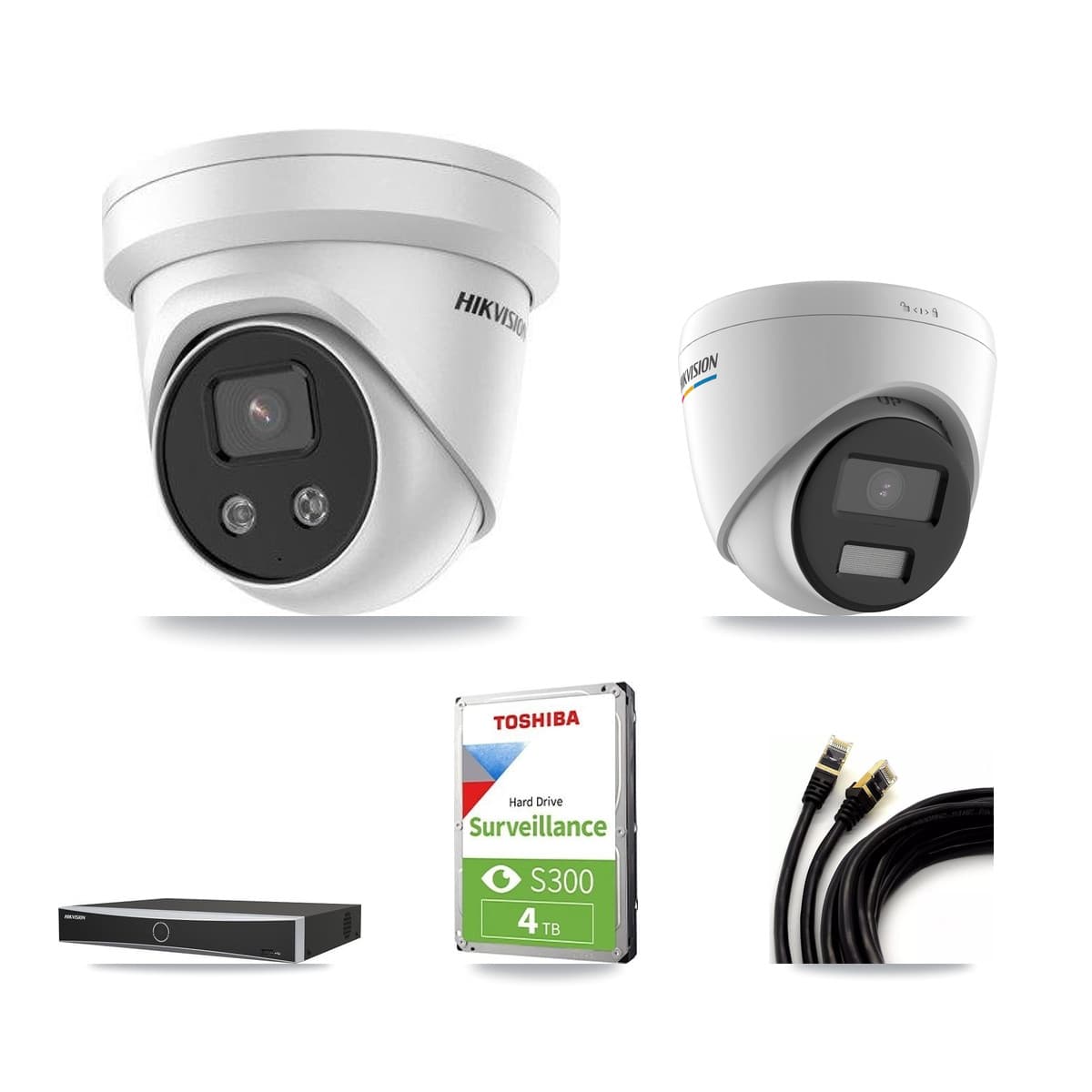 Hikvision 4-Channel 2MP – 5MP CCTV Kit — 1 2MP + 2 5MP Turret Cameras + 4TB Recording