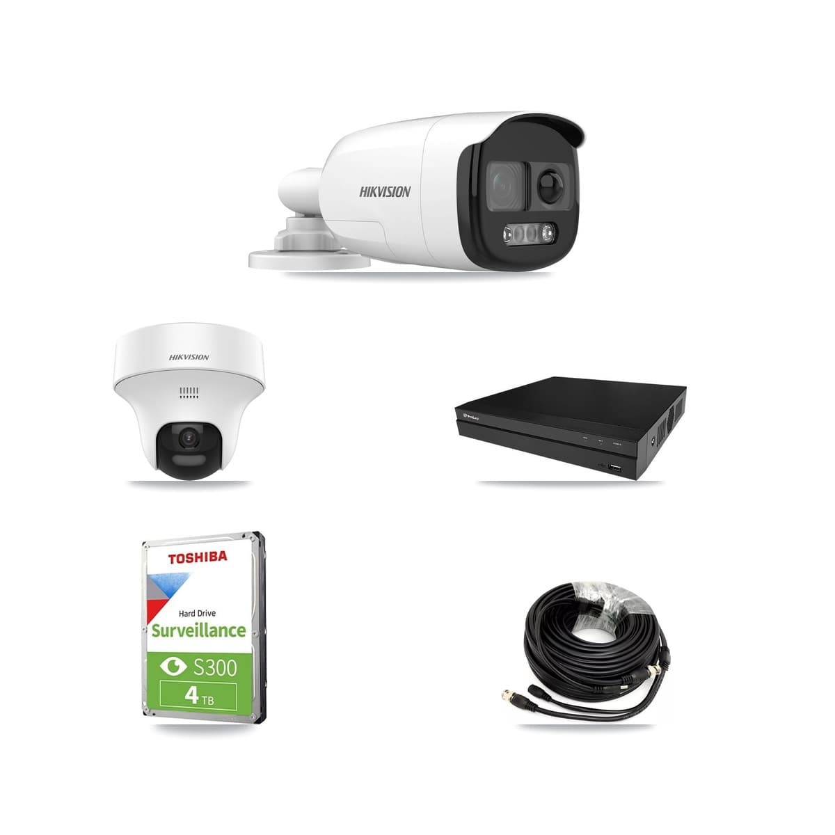 Hikvision & Prolux 8-Channel 5MP CCTV Kit — 2 DS-2CE12KF3T Bullet + 1 DS-2CE70K0T Turret Cameras + 4TB Recording (PXD-5208AN Recorder) - Image 1