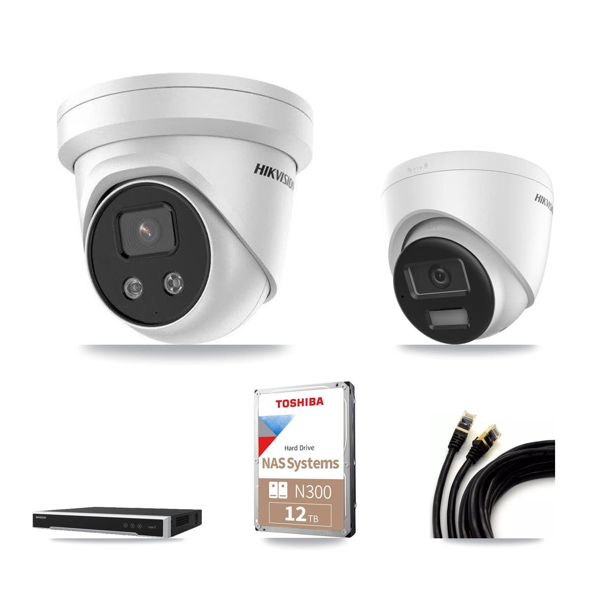 Hikvision 16-Channel 5MP – 4K CCTV Kit — 1 4K + 7 5MP Turret Cameras + 12TB Recording