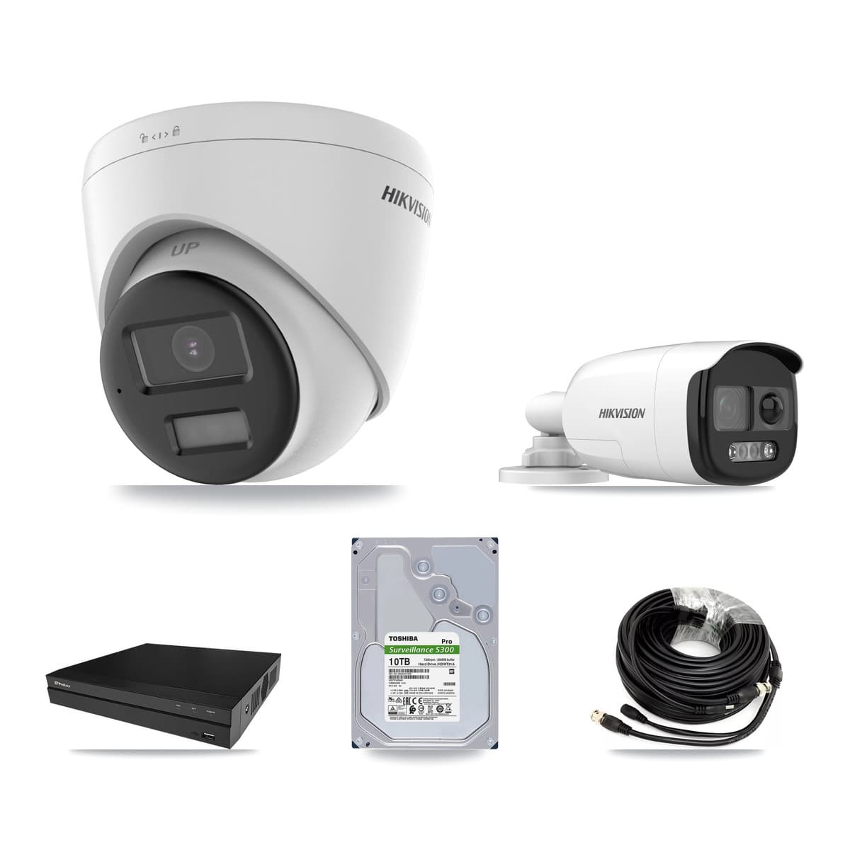Hikvision & Prolux 8-Channel 5MP – 4K CCTV Kit — 2 DS-2CE12KF3T 5MP Bullet + 6 DS-2CE78U0T 4K Turret Cameras + 2× 10TB Recording - Image 1