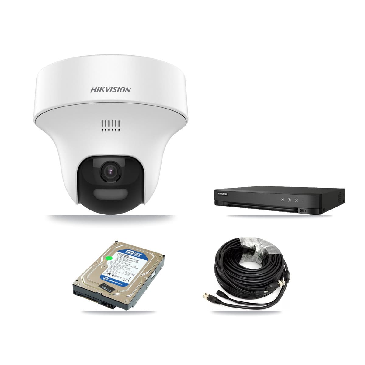 Hikvision 8-Channel 5MP CCTV Kit — 1 DS-2CE70K0T-PTLTS Turret Camera + 500GB Recording (IDS-7208HUHI-M1/E Recorder)