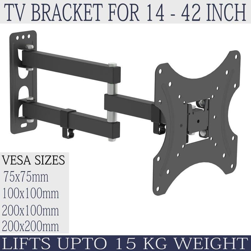 Full Motion TV Wall Mount 14-42 Inch Swivel Tilt VESA 200x200