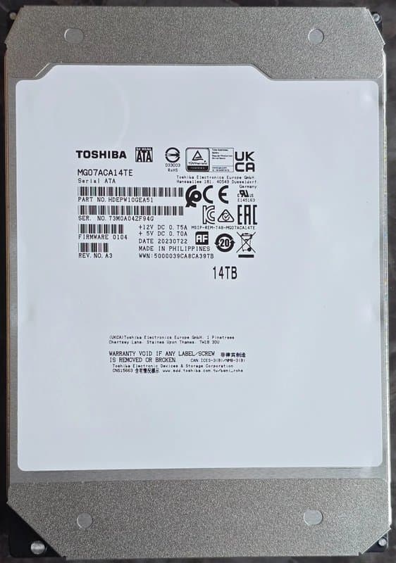 Toshiba MG07ACA14TE 14TB 3.5" SATA III Enterprise HDD 7200RPM