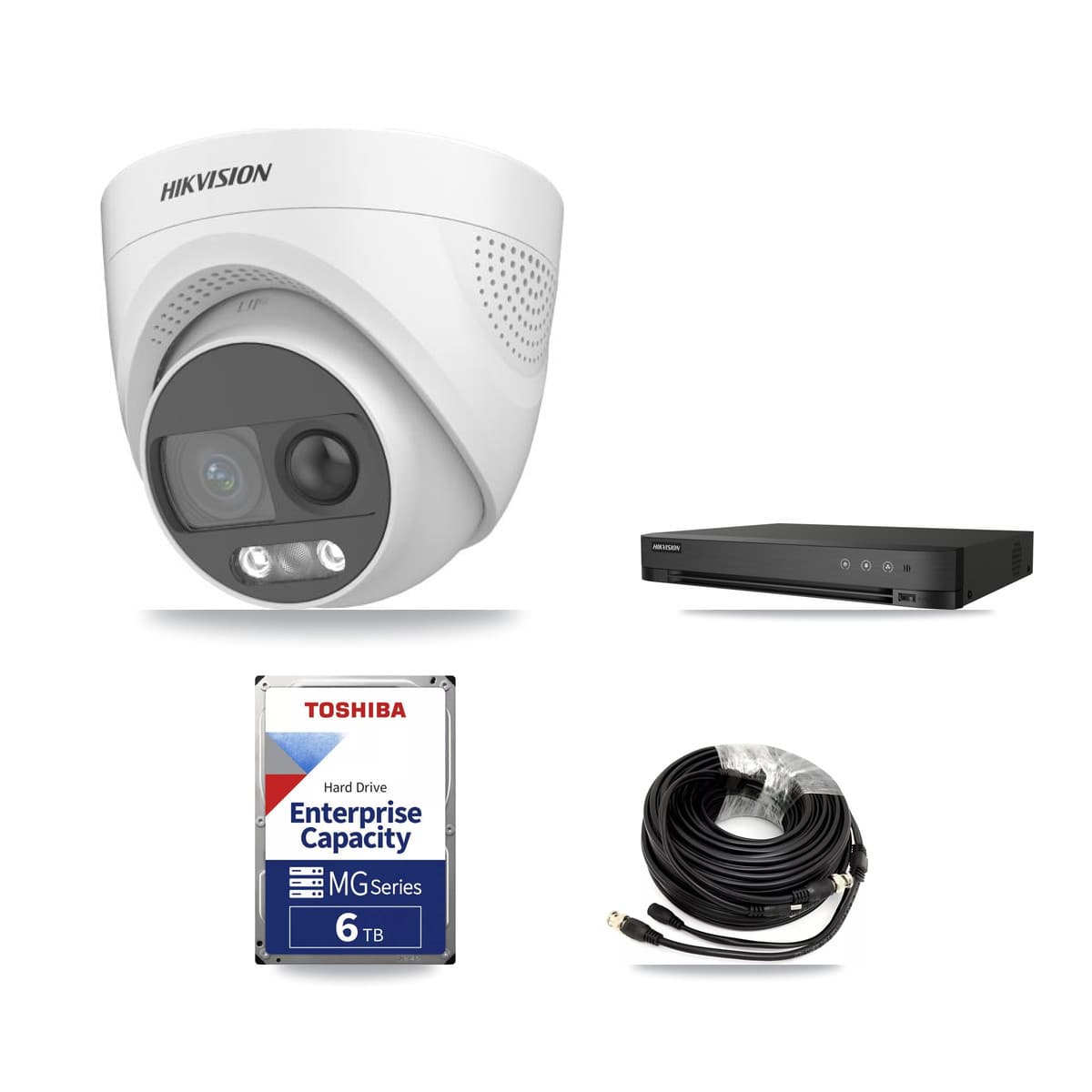 Hikvision 4-Channel 5MP CCTV Kit — 4 DS-2CE72KF3T Turret Cameras + 6TB Recording