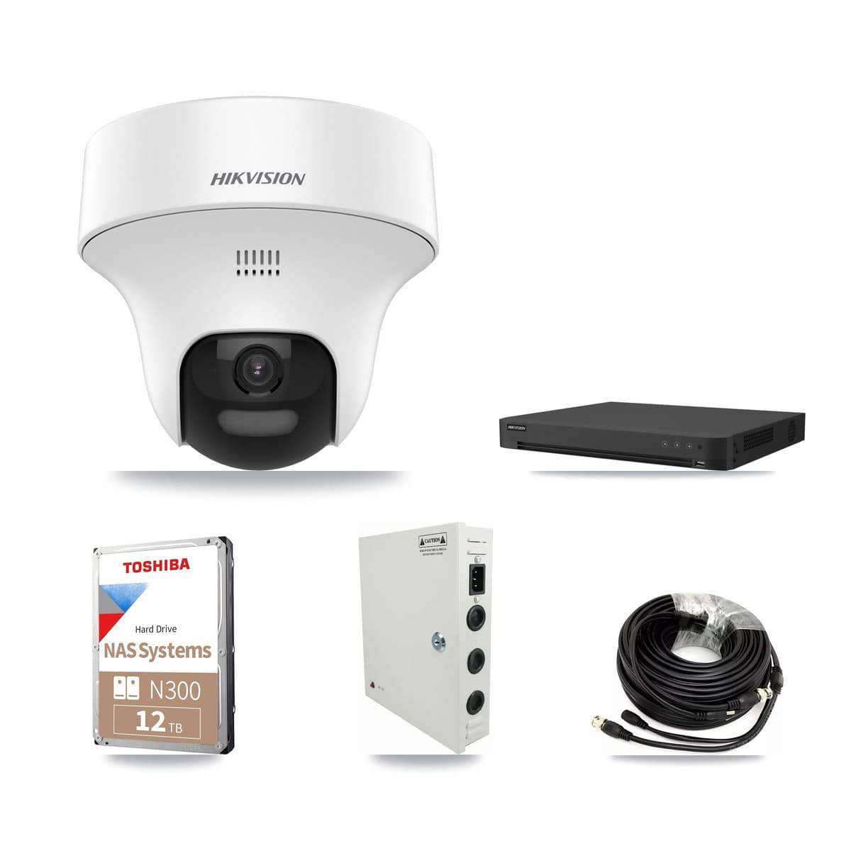 Hikvision 32-Channel 5MP CCTV Kit — 16 DS-2CE70K0T Turret Cameras + 2× 12TB Recording