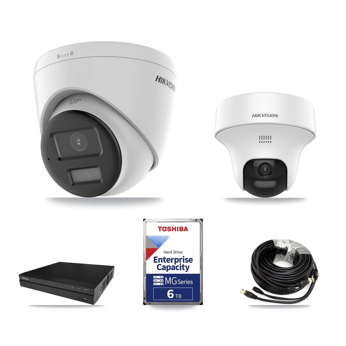 Hikvision & Prolux 8-Channel 5MP – 4K CCTV Kit — 1 DS-2CE70K0T 5MP + 2 DS-2CE78U0T 4K Turret Cameras + 6TB Recording - Image 1