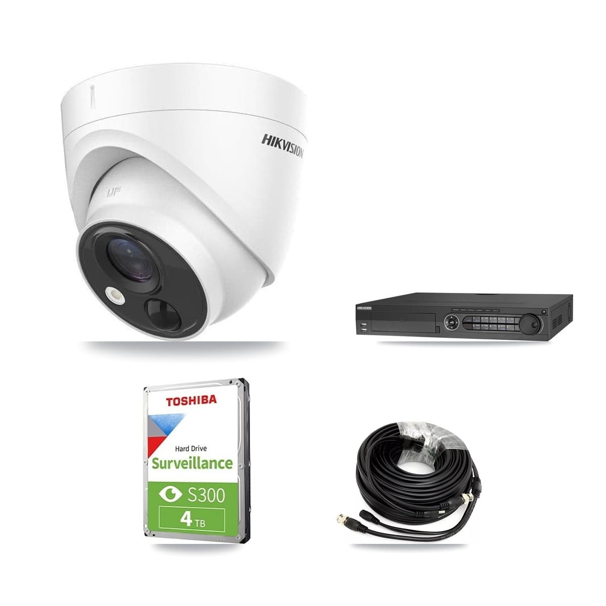 Hikvision 32-Channel 5MP CCTV Kit — 3 DS-2CE71H0T Turret Cameras + 4TB Recording (DS-7332HQHI Recorder) - Image 1