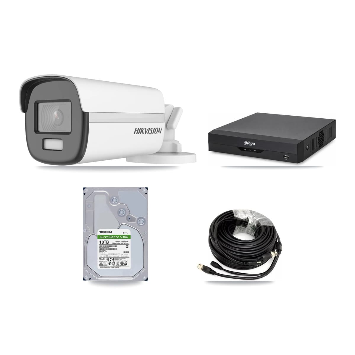 Hikvision & Dahua 4-Channel 4K CCTV Kit — 4 Bullet Cameras + 10TB Recording - Image 1