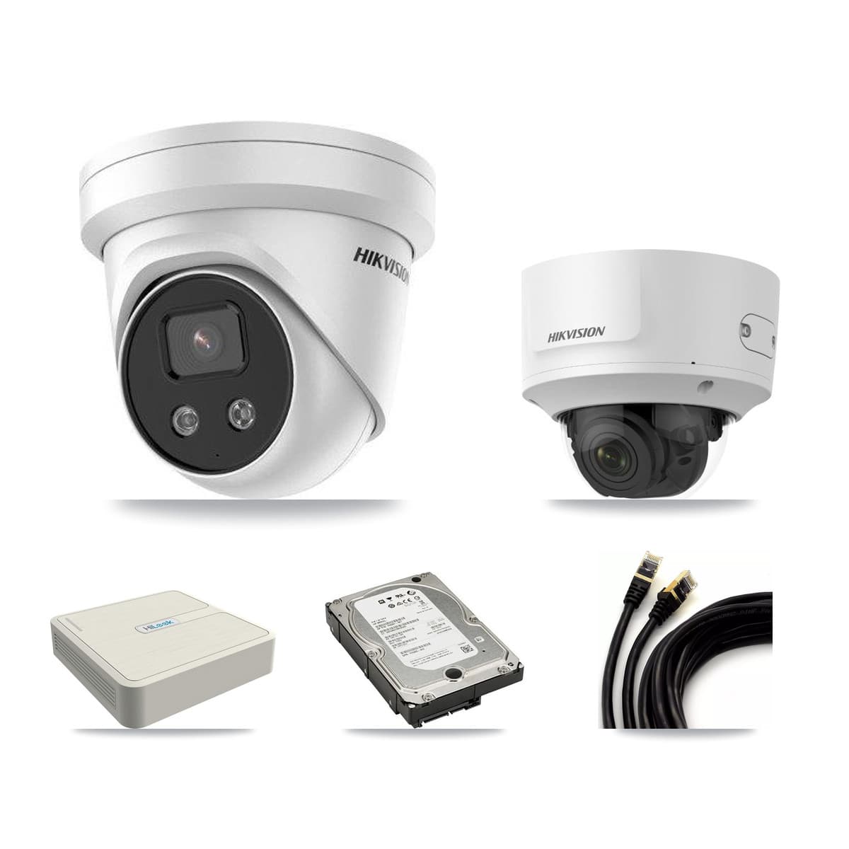 Hikvision & HiLook 8-Channel 2MP – 5MP CCTV Kit — 1 2MP Dome + 3 5MP Turret Cameras + 5TB Recording (NVR-108H-D Recorder) - Image 1