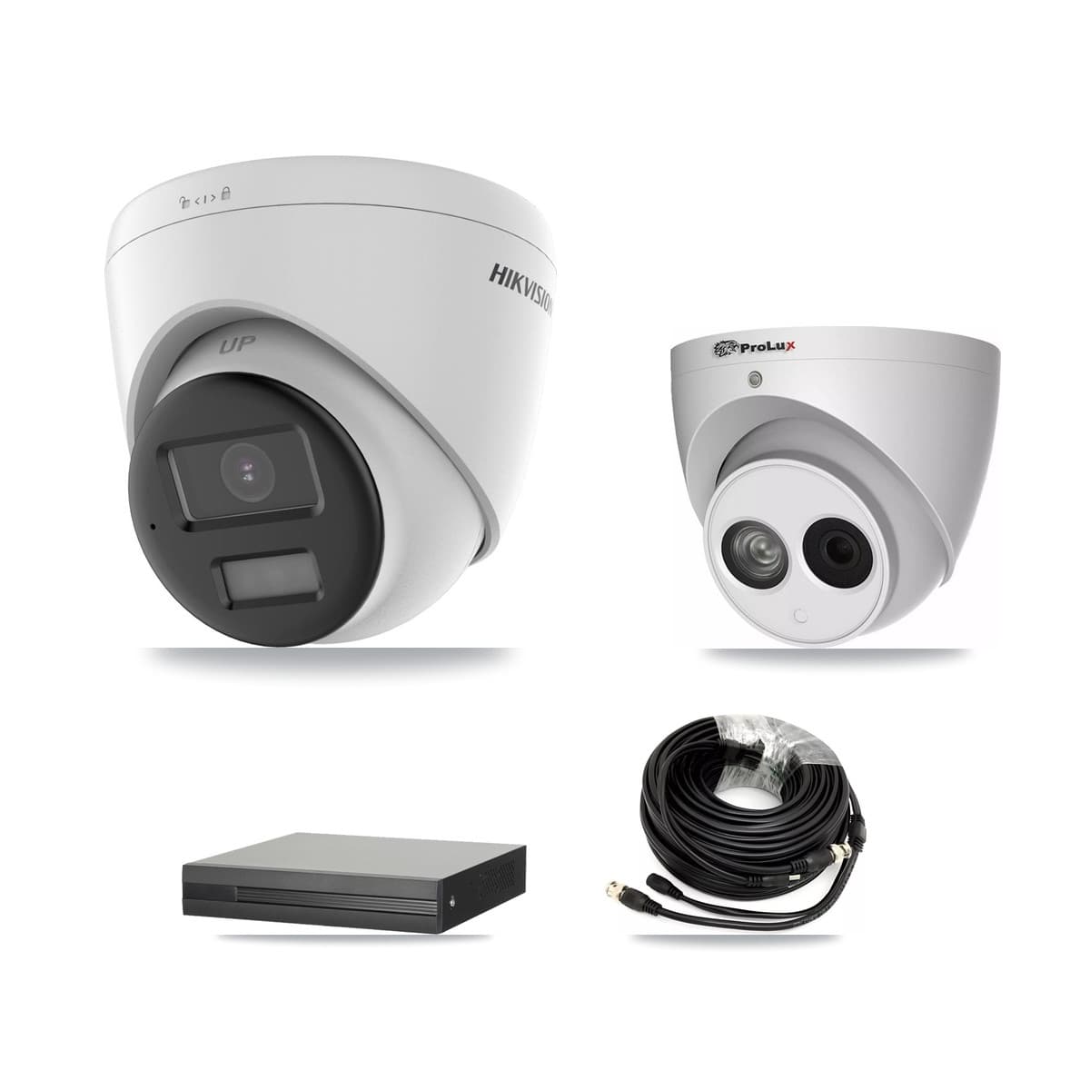 Hikvision & Prolux 8-Channel 4MP – 5MP CCTV Kit — 5 DS-2CE78K0T 5MP + 1 PXC-612C4W-A 4MP Turret Cameras + 8TB Recording (XVR-3108HS Recorder)