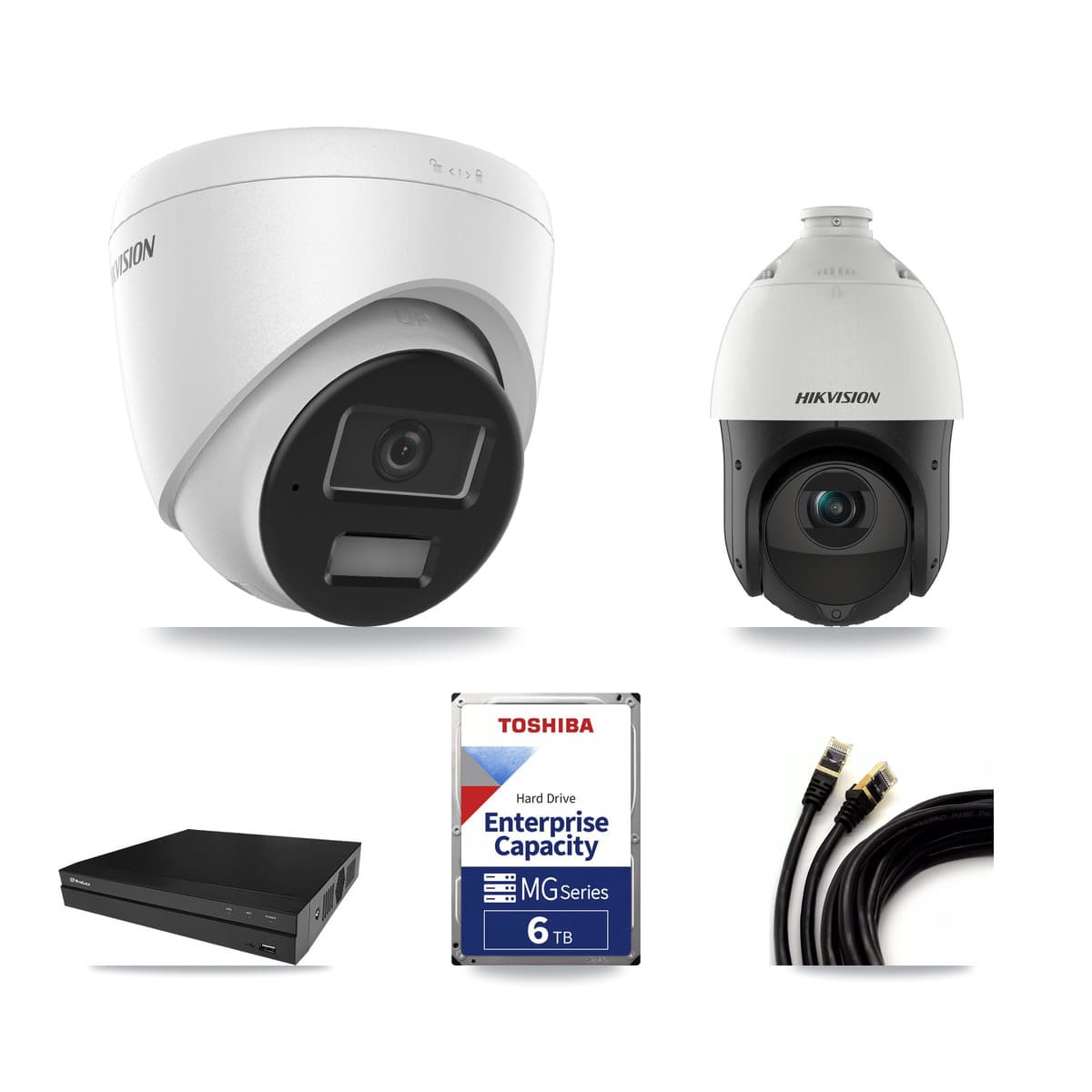 Hikvision & Prolux 8-Channel 4MP CCTV Kit — 4 Turret + 1 PTZ Cameras + 6TB Recording - Image 1