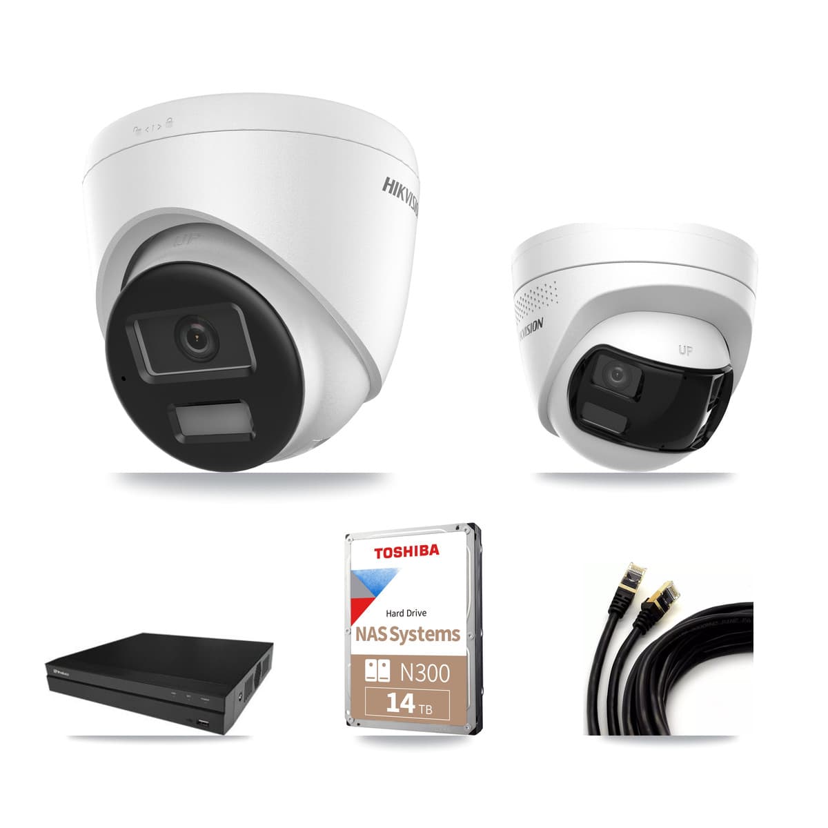 Hikvision & Prolux 16-Channel 4K CCTV Kit — 4 DS-2CD1383G2 + 2 DS-2CD1383G2P Turret Cameras + 14TB Recording - Image 1