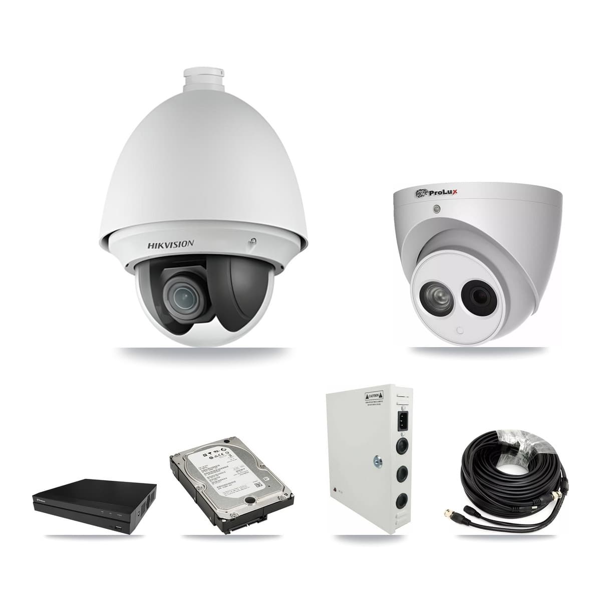Hikvision & Prolux 8-Channel 2MP – 4MP CCTV Kit — 6 2MP PTZ + 1 4MP Turret Cameras + 5TB Recording (PXD-5208AN Recorder) - Image 1