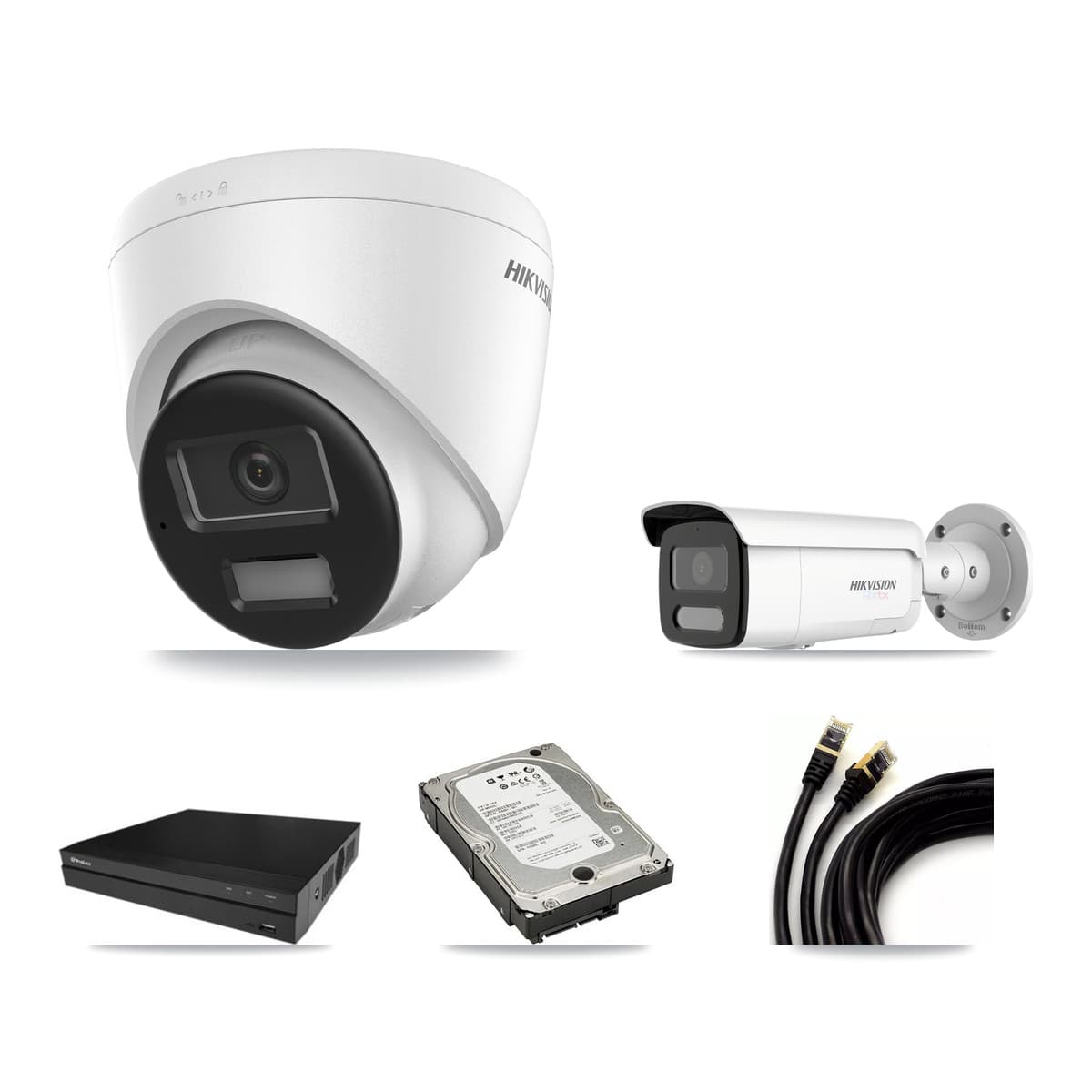 Hikvision & Prolux 16-Channel 4K CCTV Kit — 1 Turret + 1 Bullet Cameras + 5TB Recording - Image 1