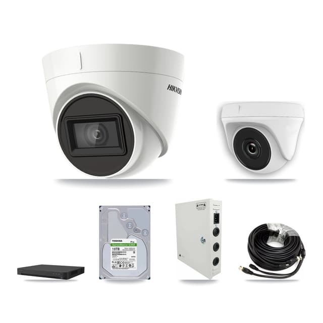 Hikvision 16-Channel 2MP – 4K CCTV Kit — 6 DS-2CE78U1T 4K Turret + 6 White HDT-2MP-N20W 2MP Dome Cameras + 2× 10TB Recording