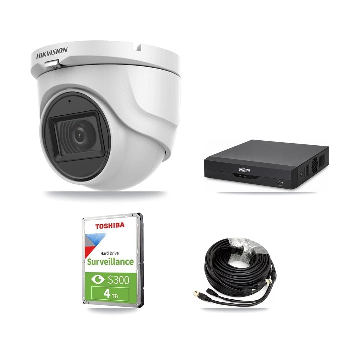 Hikvision & Dahua 4-Channel 5MP CCTV Kit — 3 DS-2CE76H0T Turret Cameras + 4TB Recording - Image 1