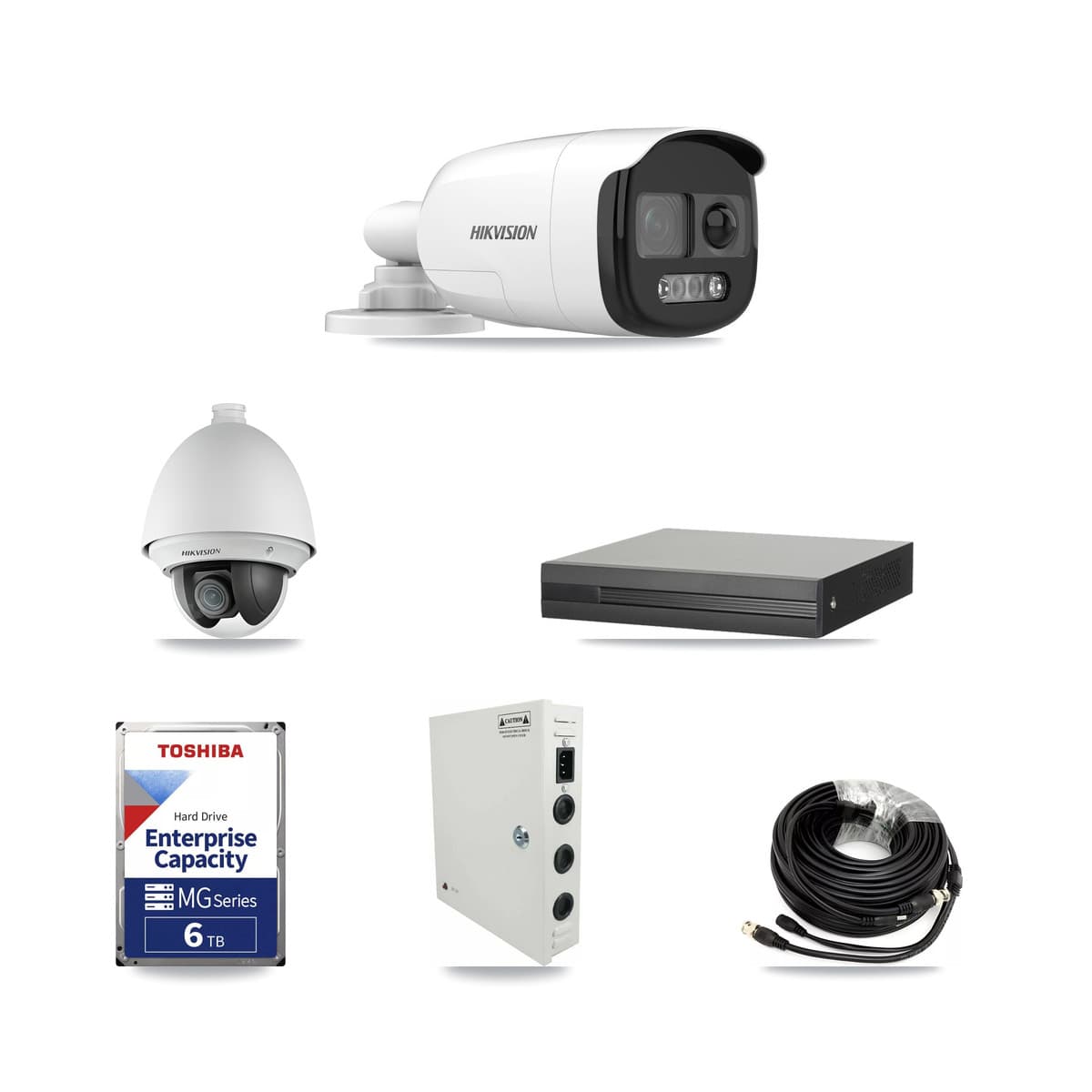 Hikvision 16-Channel 2MP – 5MP CCTV Kit — 1 DS-2AE4225T 2MP PTZ + 4 DS-2CE12KF3T 5MP Bullet Cameras + 6TB Recording (XVR-3116HS Recorder) - Image 1