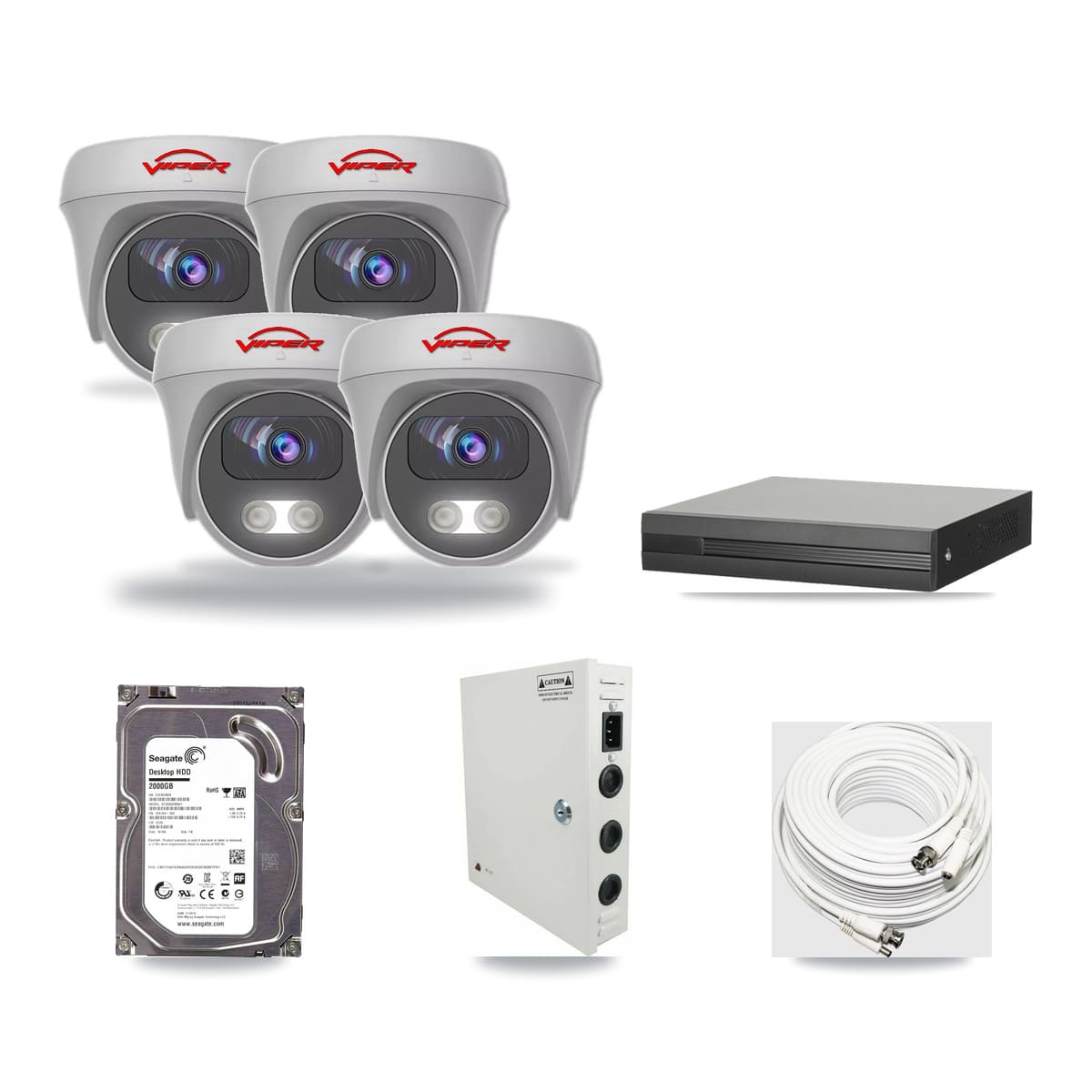 4-channel CCTV kit: 4 cameras (4× 5MP Camera), 2TB hard drive