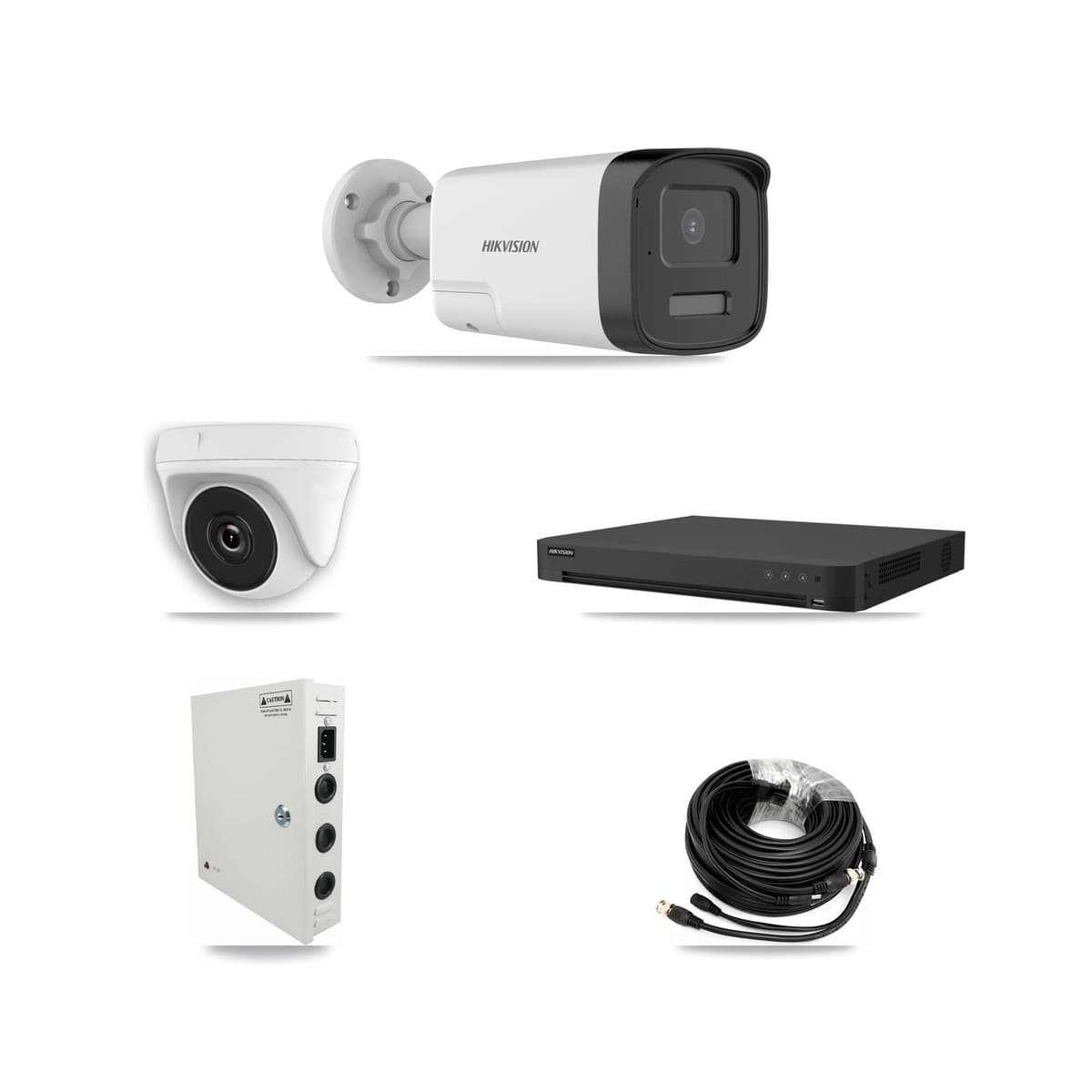 Hikvision 32-Channel 2MP – 5MP CCTV Kit — 8 DS-2CE17K0T 5MP Bullet + 8 White HDT-2MP-N20W 2MP Dome Cameras + 2× 8TB Recording (IDS-7232HQHI Recorder)
