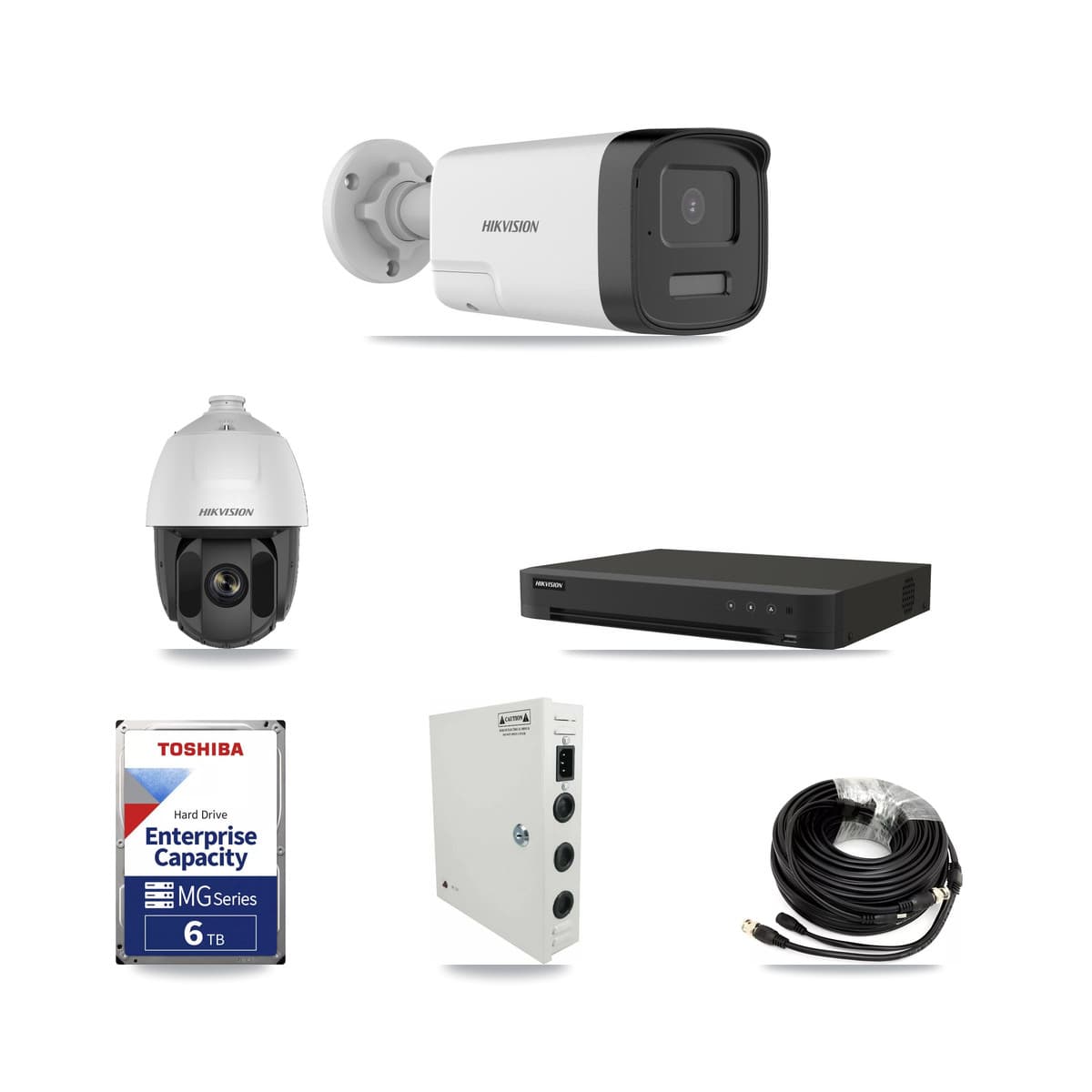 Hikvision 16-Channel 2MP – 5MP CCTV Kit — 1 DS-2AE5225TI 2MP PTZ + 4 DS-2CE17K0T 5MP Bullet Cameras + 6TB Recording - Image 1