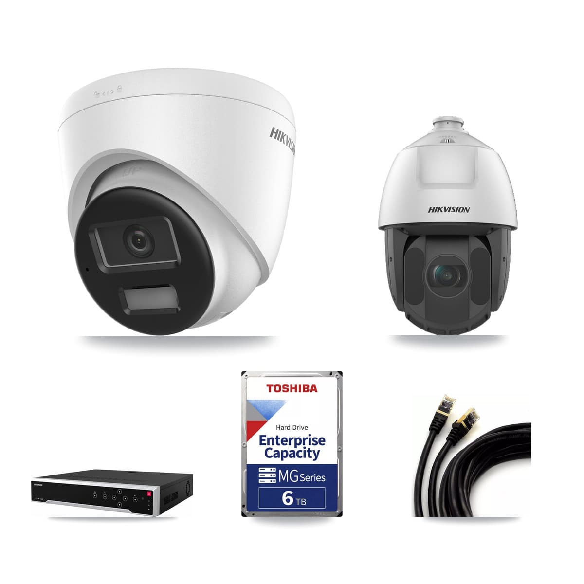 Hikvision 32-Channel 2MP – 4K CCTV Kit — 6 4K Turret + 1 2MP PTZ Cameras + 3× 6TB Recording - Image 1