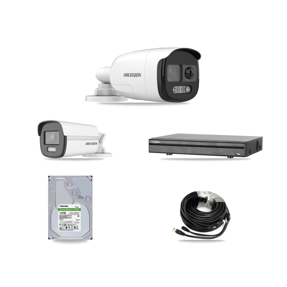 Hikvision & Dahua 8-Channel 5MP – 4K CCTV Kit — 7 5MP + 1 4K Bullet Cameras + 10TB Recording (DH-XVR5108H Recorder)