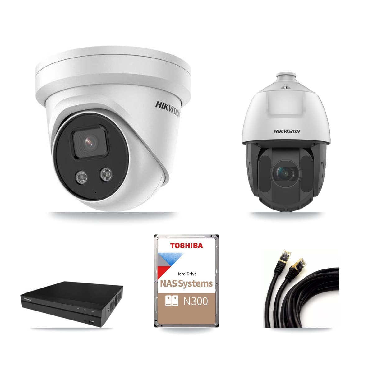 Hikvision & Prolux 16-Channel 2MP – 5MP CCTV Kit — 12 5MP Turret + 1 2MP PTZ Cameras + 18TB Recording
