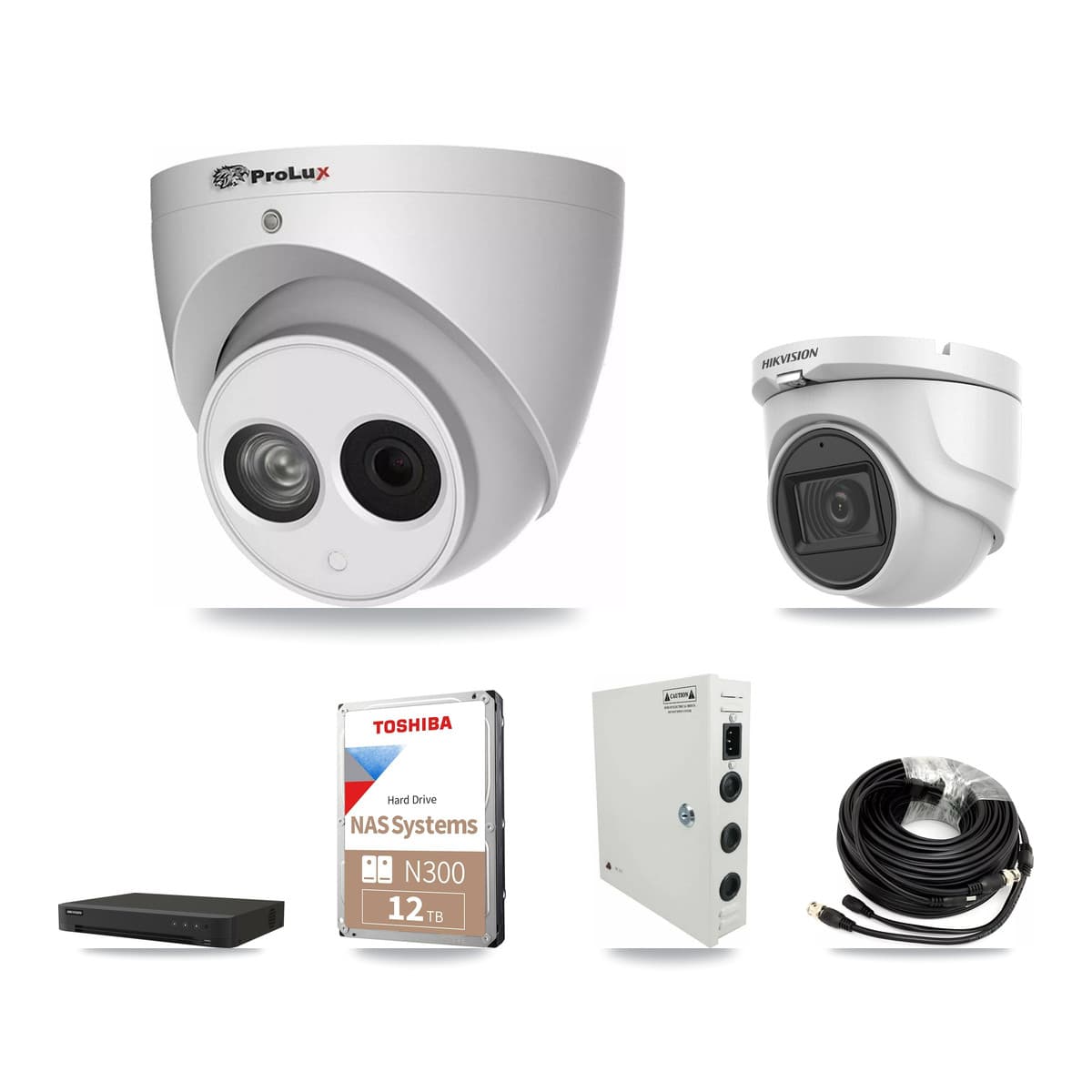 Hikvision & Prolux 16-Channel 4MP – 5MP CCTV Kit — 3 5MP + 7 4MP Turret Cameras + 12TB Recording - Image 1