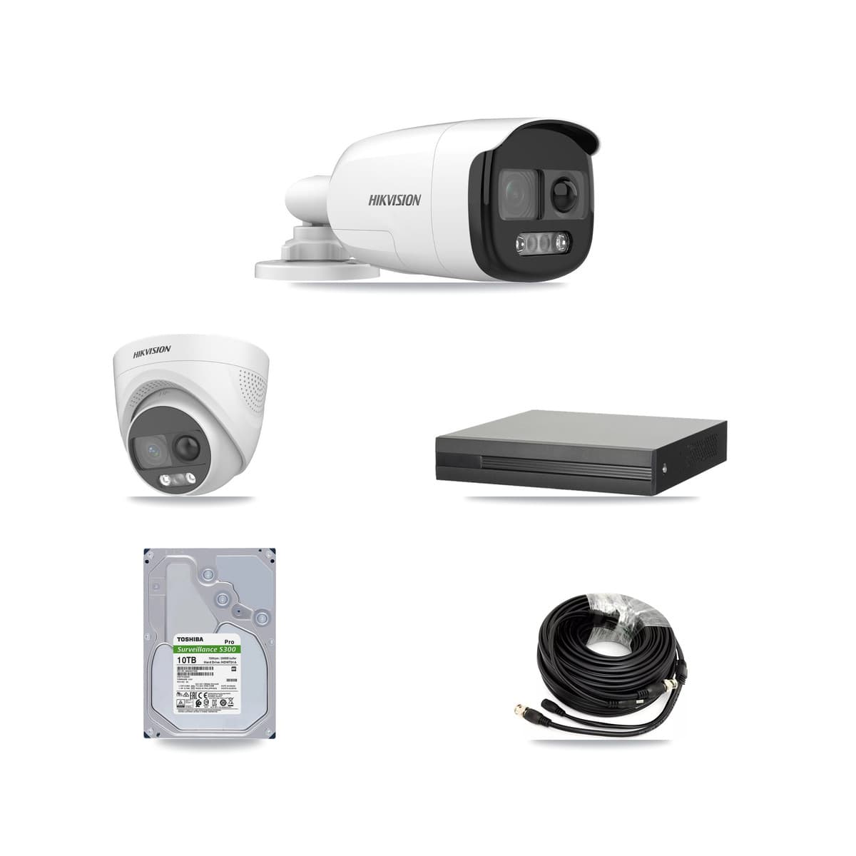Hikvision 8-Channel 5MP CCTV Kit — 7 DS-2CE12KF3T Bullet + 1 DS-2CE72KF3T Turret Cameras + 10TB Recording (XVR-3108HS Recorder) - Image 1