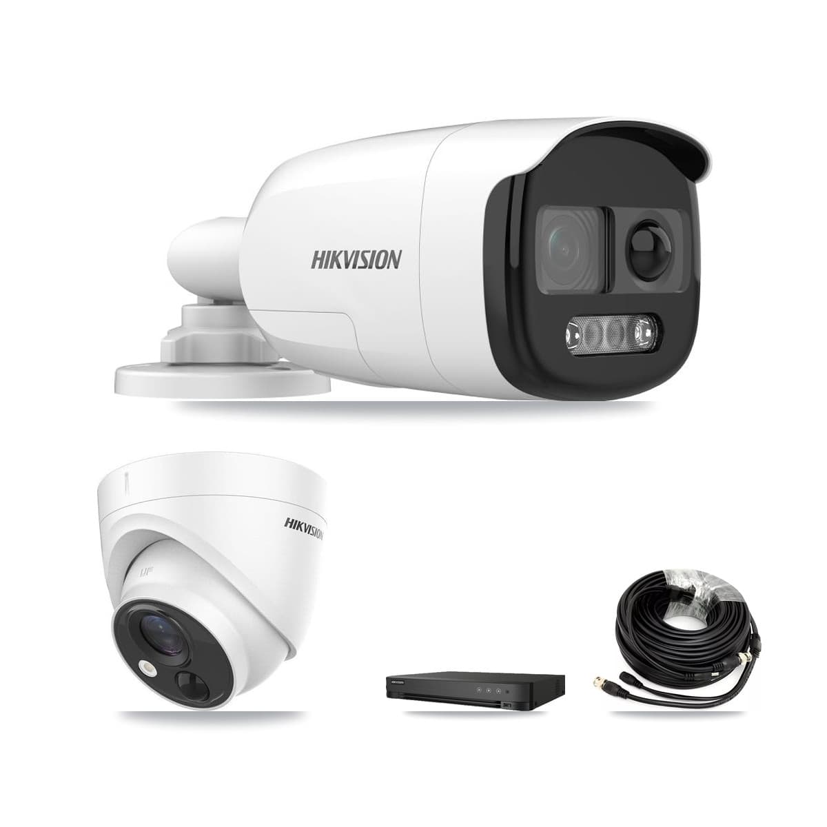 Hikvision 8-Channel 5MP CCTV Kit — 5 DS-2CE12KF3T Bullet + 1 DS-2CE71H0T Turret Cameras + 8TB Recording (IDS-7208HQHI Recorder) - Image 1