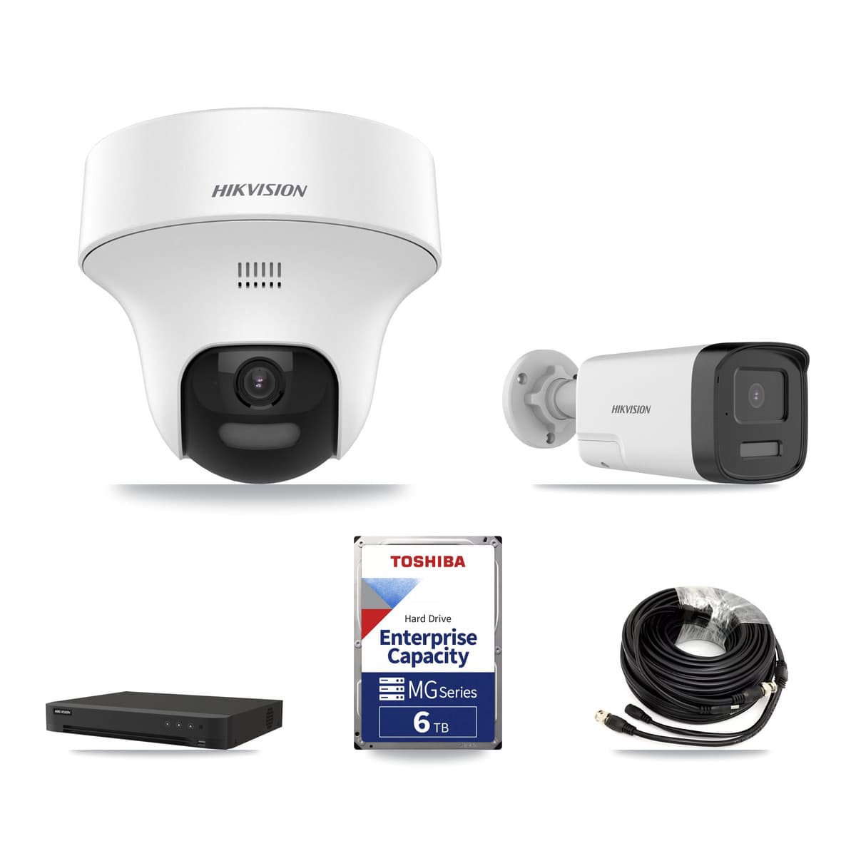 Hikvision 16-Channel 5MP CCTV Kit — 1 DS-2CE17K0T Bullet + 4 DS-2CE70K0T Turret Cameras + 6TB Recording (IDS-7216HQHI Recorder) - Image 1
