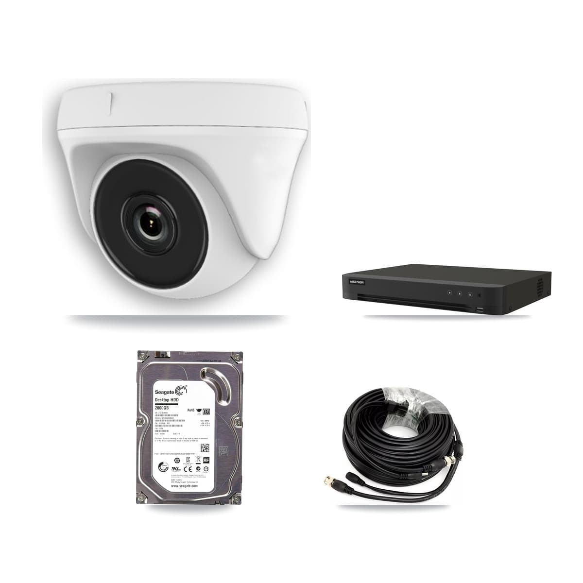 Hikvision 16-Channel 2MP CCTV Kit — 3 White Dome Cameras + 2TB Recording (IDS-7216HQHI Recorder)