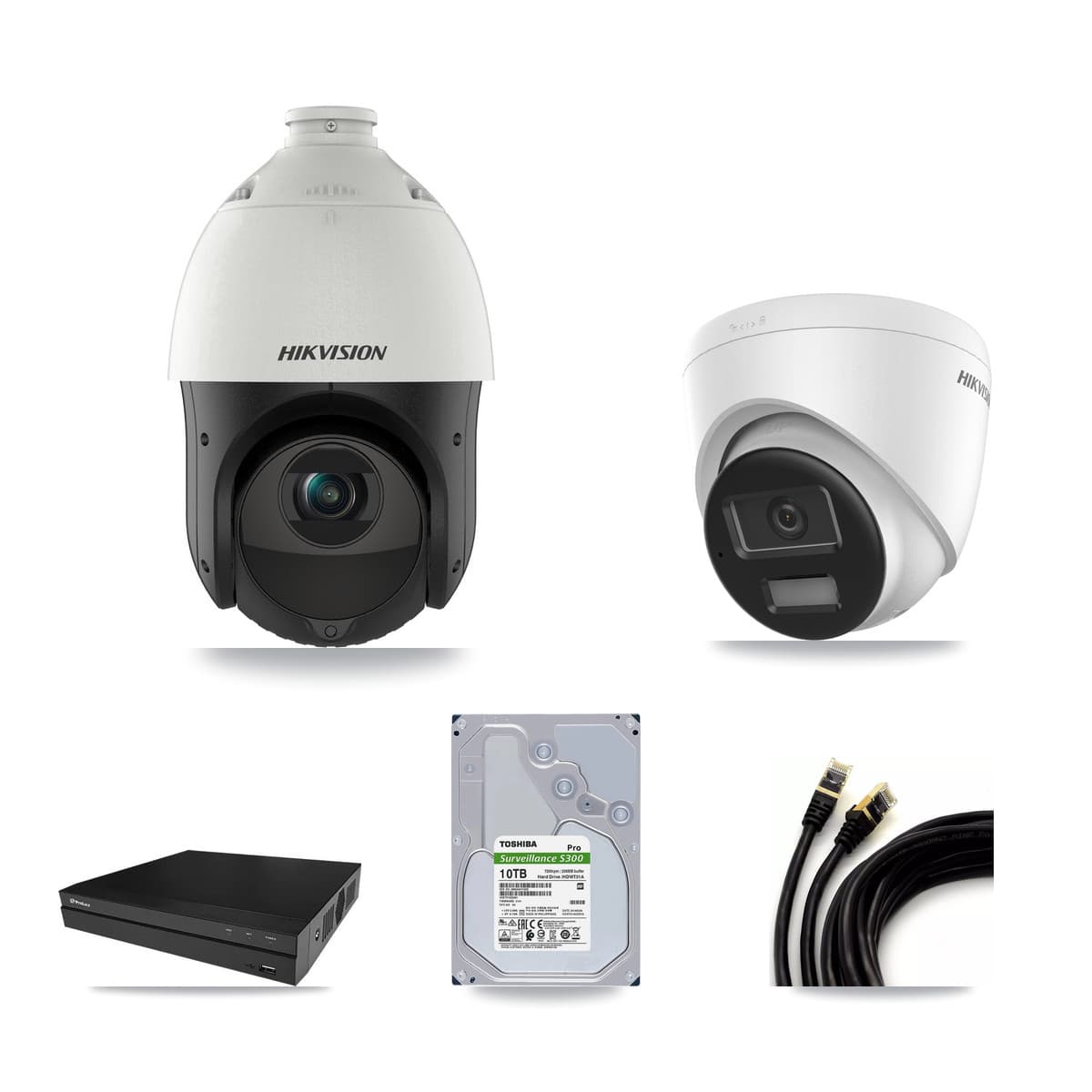 Hikvision & Prolux 8-Channel 4MP – 4K CCTV Kit — 1 4K Turret + 7 4MP PTZ Cameras + 10TB Recording - Image 1