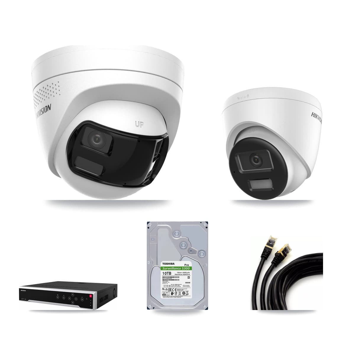 Hikvision 32-Channel 4K CCTV Kit — 5 DS-2CD1383G2 + 11 DS-2CD1383G2P Turret Cameras + 4× 10TB Recording