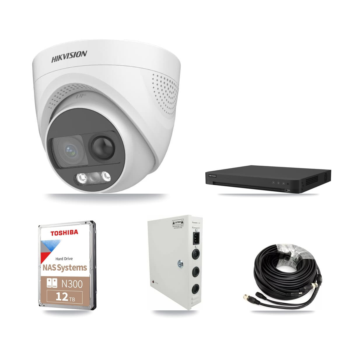 Hikvision 32-Channel 5MP CCTV Kit — 16 DS-2CE72KF3T Turret Cameras + 2× 12TB Recording