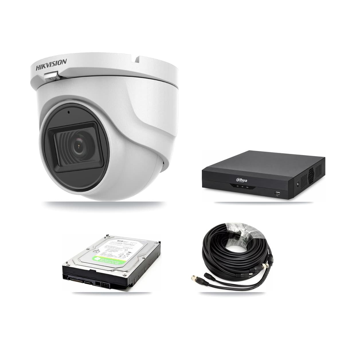 Hikvision & Dahua 4-Channel 5MP CCTV Kit — 1 DS-2CE76H0T Turret Camera + 1TB Recording - Image 1