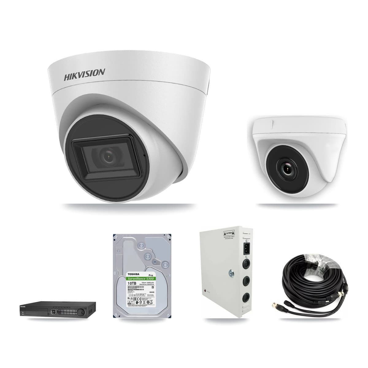 Hikvision 32-Channel 2MP – 5MP CCTV Kit — 15 White 5MP Turret + 1 White 2MP Dome Cameras + 2× 10TB Recording (DS-7332HQHI Recorder) - Image 1