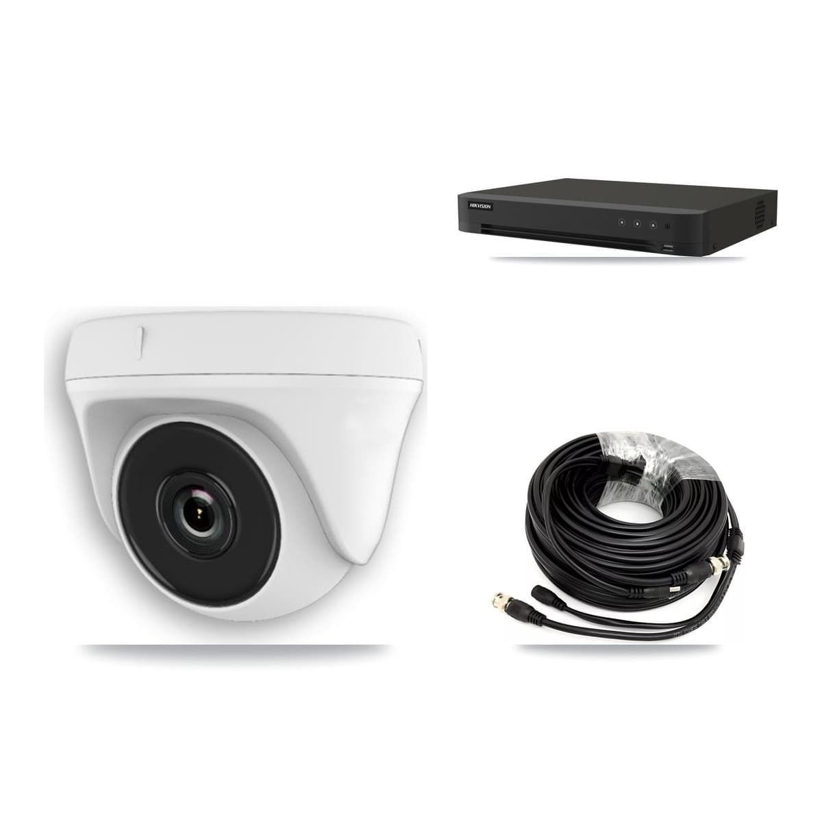 Hikvision 8-Channel 2MP CCTV Kit — 4 White HDT-2MP-N20W-2.8MM Dome Cameras + 3TB Recording (IDS-7208HUHI-M1/XT Recorder) - Image 1