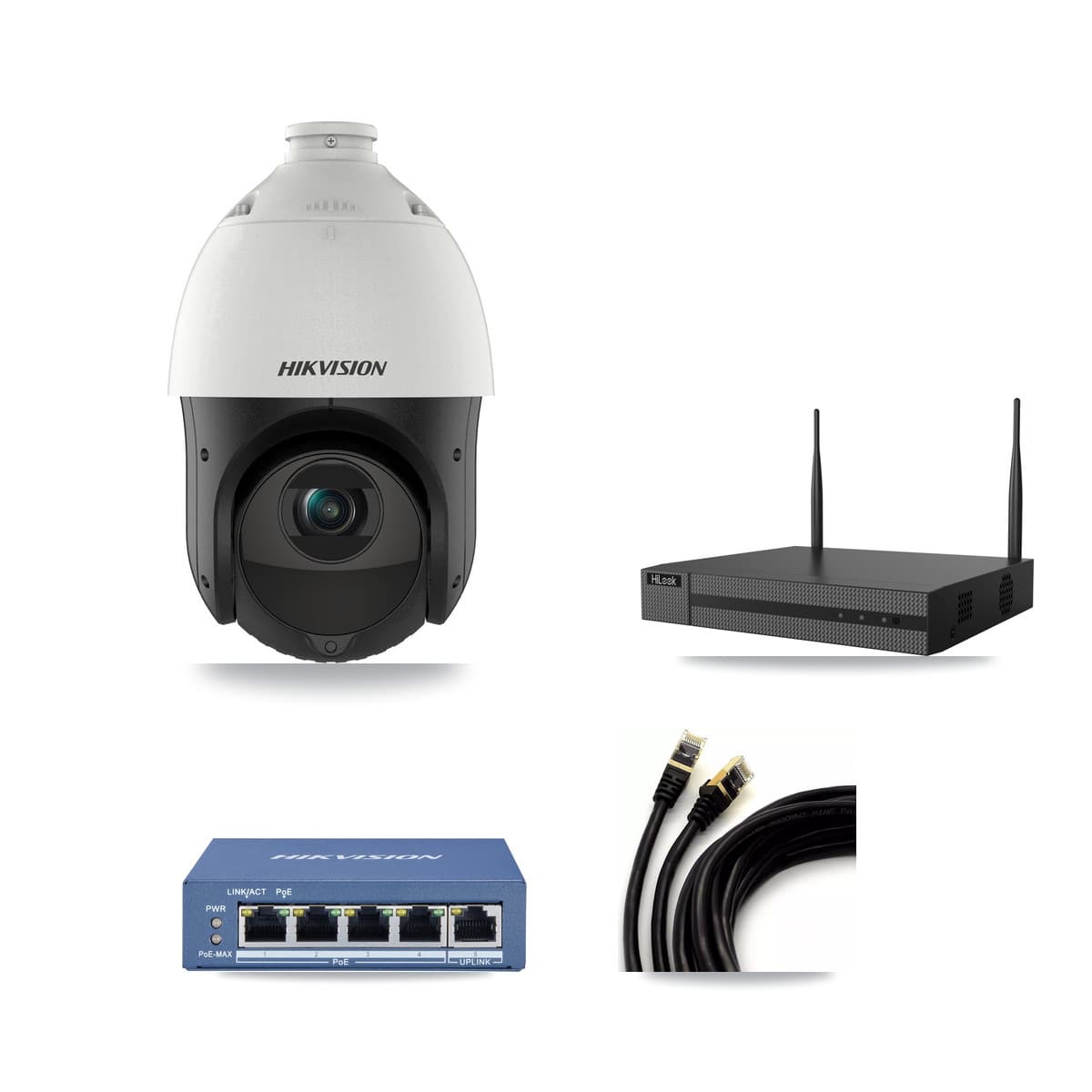 Hikvision & HiLook 4-Channel 4MP CCTV Kit — 2 DS-2DE4425IW PTZ Cameras + 3TB Recording - Image 1