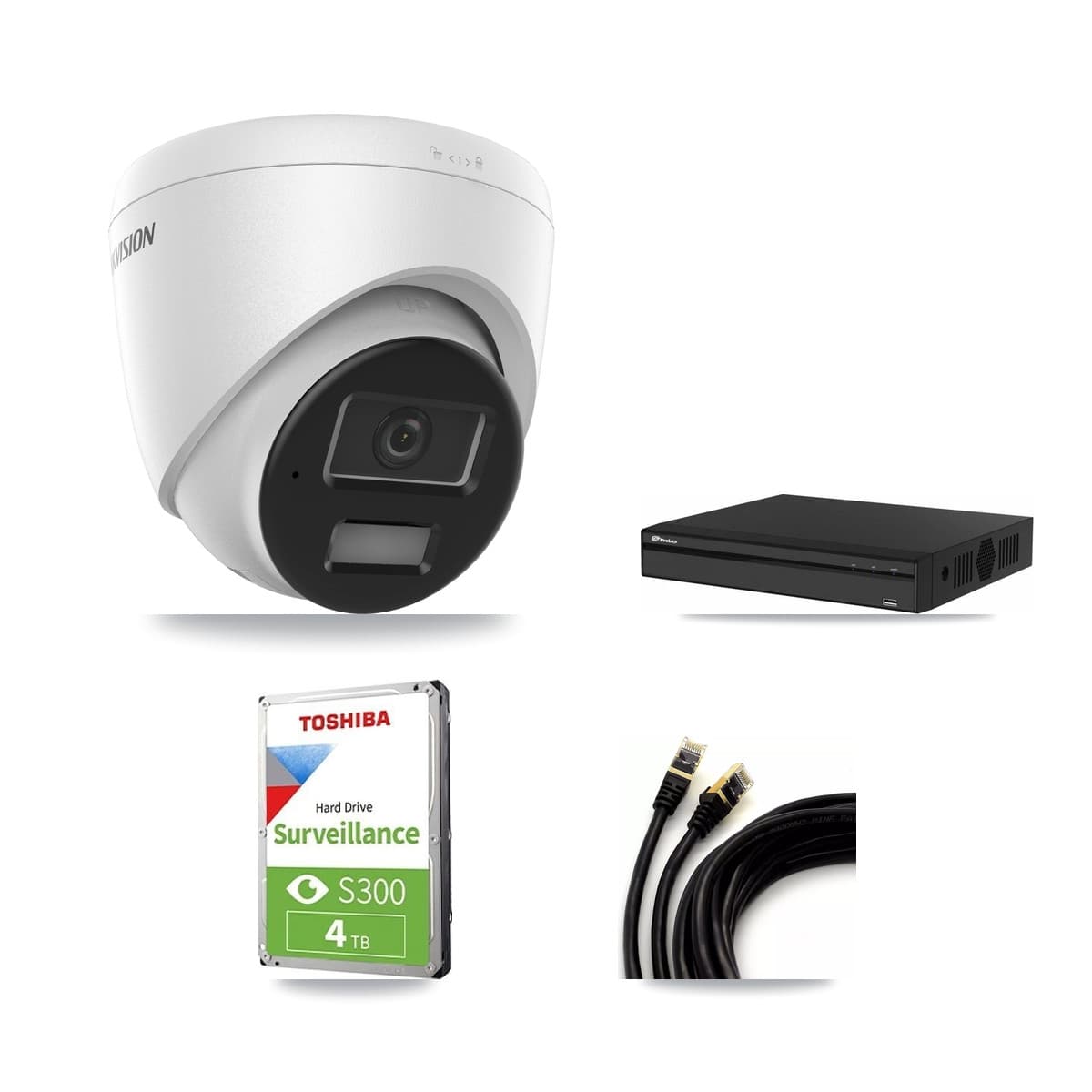 Hikvision & Prolux 4-Channel 4MP CCTV Kit — 3 DS-2CD1343G2 Turret Cameras + 4TB Recording - Image 1