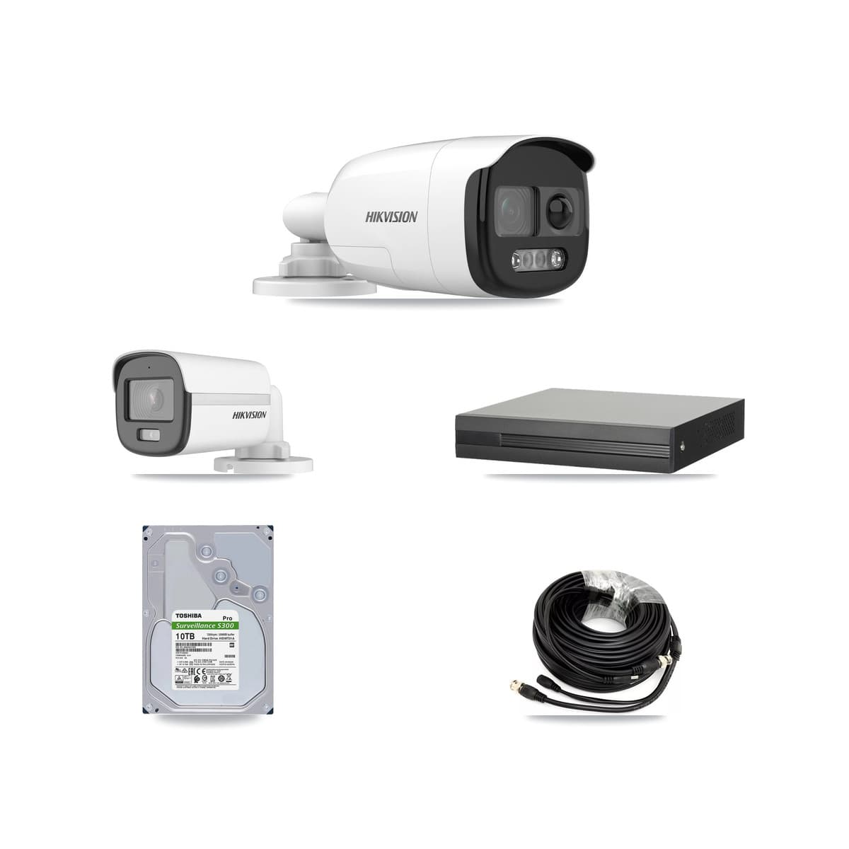 Hikvision 8-Channel 5MP CCTV Kit — 1 DS-2CE12KF0T + 7 DS-2CE12KF3T Bullet Cameras + 10TB Recording (XVR-3108HS Recorder) - Image 1