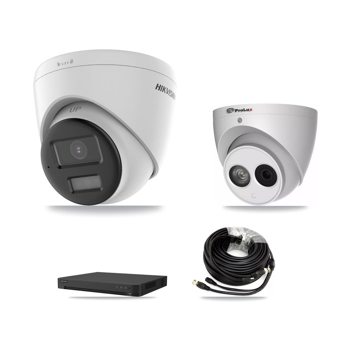 Hikvision & Prolux 32-Channel 4MP – 5MP CCTV Kit — 5 DS-2CE78K0T 5MP + 1 PXC-612C4W-A 4MP Turret Cameras + 8TB Recording (IDS-7232HQHI Recorder) - Image 1