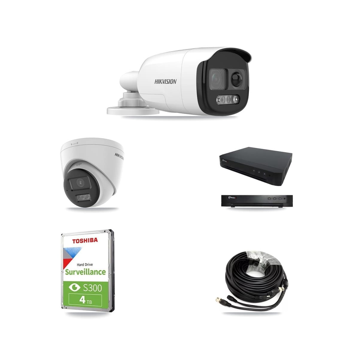 Hikvision & Prolux 16-Channel 5MP CCTV Kit — 1 DS-2CE12KF3T-PIRXO Bullet + 1 DS-2CE78K0T-LTS Turret Cameras + 4TB Recording (PXD-8216-HYK4MP Recorder) - Image 1
