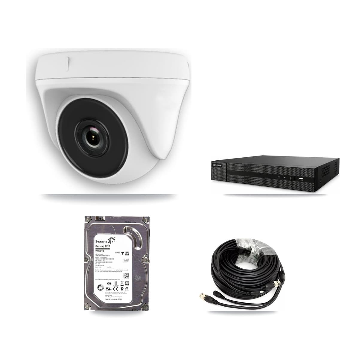 8-Channel 2MP CCTV Kit — 3 White Dome Cameras + 2TB Recording (DVR-8CH Recorder)
