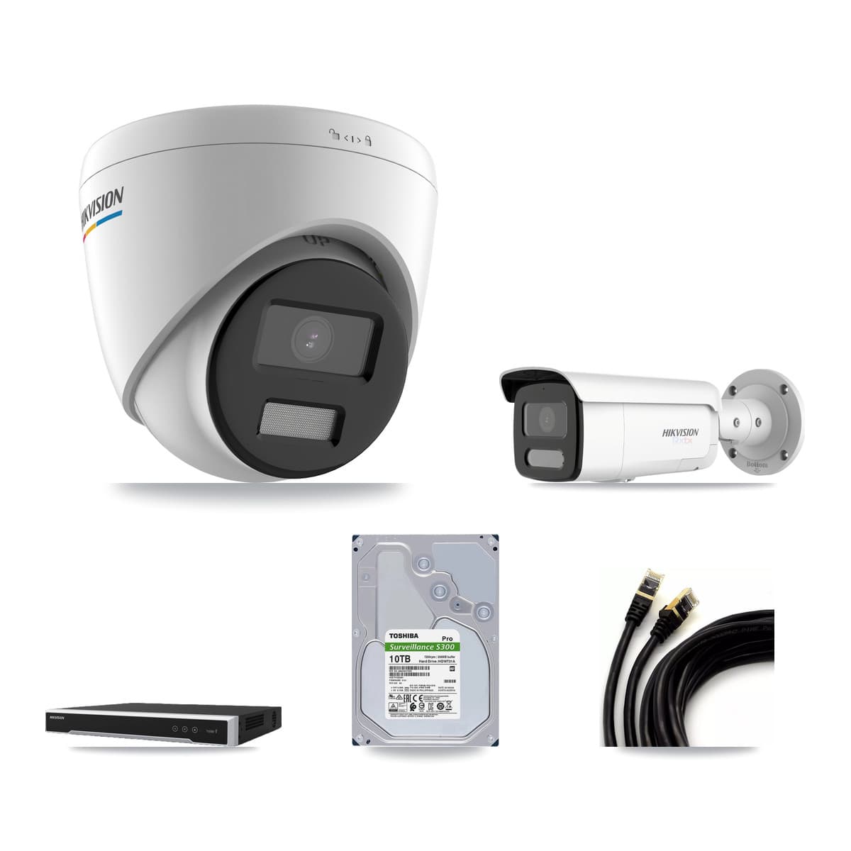 Hikvision 8-Channel 2MP – 4K CCTV Kit — 3 2MP Turret + 3 4K Bullet Cameras + 10TB Recording